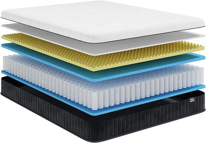 Mattress Queen Size, 12 Inch Hybrid Memory Foam Firm Queen Mattress Size with Hybrid Queen Bed Mattress in a Box Pressure Relief & Supportive Queen Size Mattress - LeafyLoom