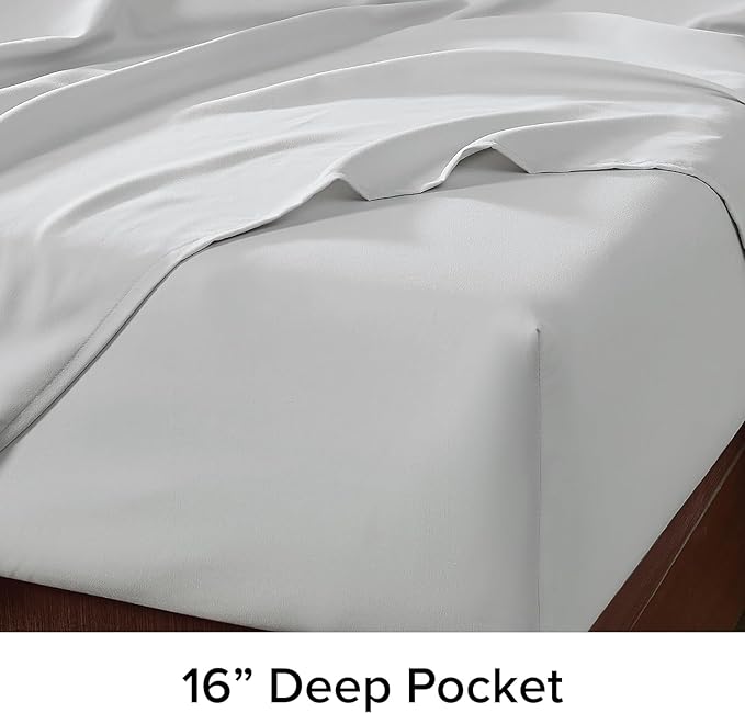 UGG 01330 Alahna Queen Bed Sheets and Pillowcases 4-Piece Set Sleep in Luxury Machine Washable Deep Pockets Wrinkle-Resistant Breathable Cozy Comfort Silky Cooling Sheets, Queen, Stone - LeafyLoom