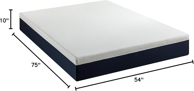 ZINUS 10 Inch Cooling Comfort Hybrid Mattress [New Version], Full, Fiberglass free, Medium Firm Feel, Motion Isolation, Certified Safe Foams & Fabric, Mattress in A Box - LeafyLoom