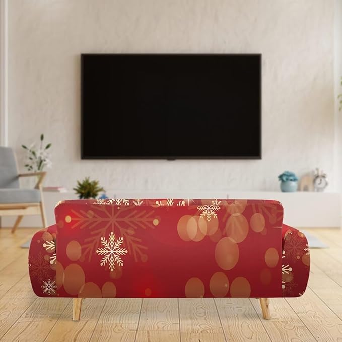 FKELYI Christmas Snow Sofa Slipcover Stretch Sofa Couch Cover for Living Room Non-Slip Furniture Protector Washable Sofa Slipcovers XL FKELYI