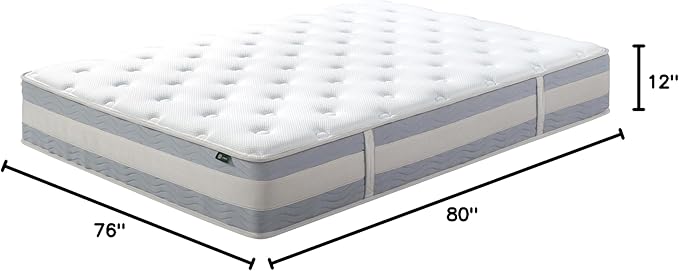 ZINUS 12 Inch Cooling Comfort Support Hybrid Mattress [New Version], King, Fiberglass free, Medium Plush, Cooling Motion Isolation, Certified Safe Foams & Fabric, Mattress in A Box - LeafyLoom