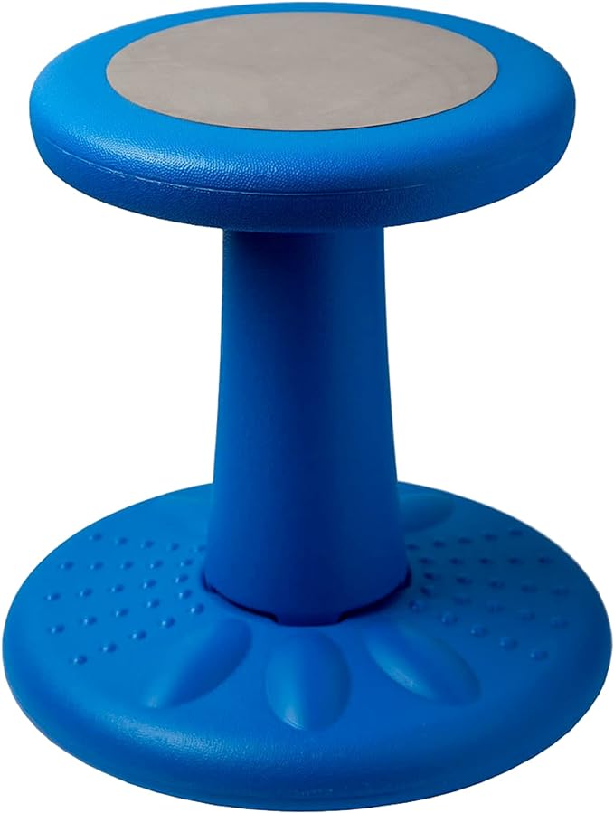 Studico ActiveChairs Kids Wobble Stool, Flexible Seating for Preschool & Elementary Classrooms, Improves Focus, Posture & ADHD/ADD, 14" Active Desk Chairs, Ages 3-7, Blue - LeafyLoom