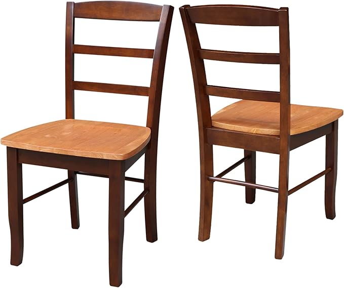 International Concepts Pair of Madrid LadderBack Chairs, Cinnamon/Espresso - LeafyLoom