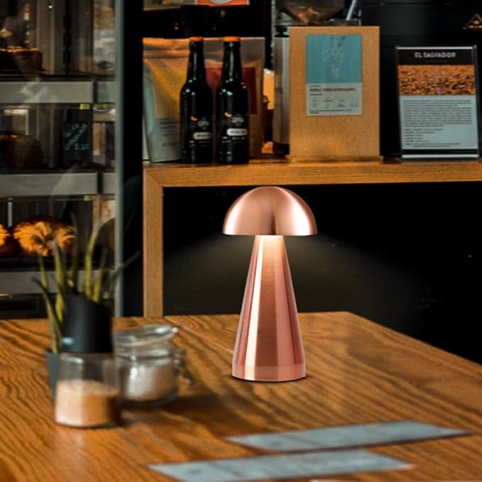 Cordless Metal Desk Lamp, Touch Sensor Control LED Table Lamp,3 Color Stepless Dimmable Battery Powered Lamp (Rose Gold) - LeafyLoom