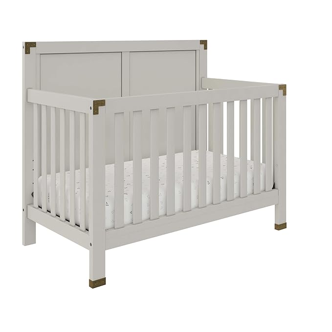 Baby Relax Miles 5-in-1 Convertible Crib for Nursery, Soft Gray - LeafyLoom