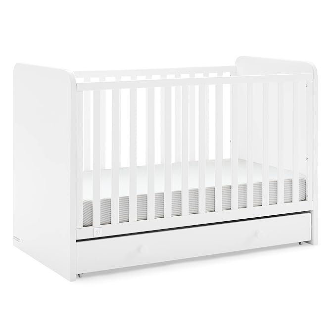 GAP babyGap Graham 4-in-1 Convertible Crib with Storage Drawer - Greenguard Gold Certified, Bianca White - LeafyLoom