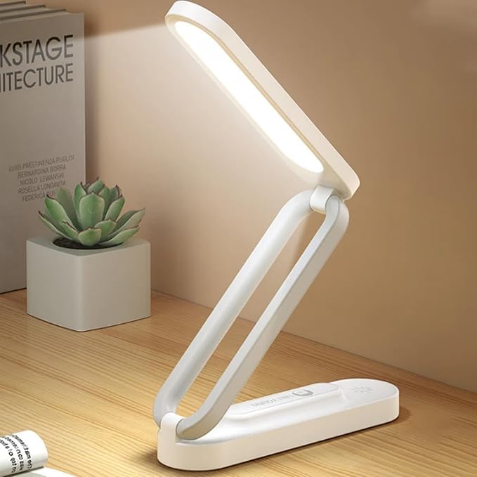 LED Desk Lamp for Office Home & Battery Operated Lamp Rechargeable Lamp Foldable & Portable Light, LED Desk Light Strip, 3 Brightness Dimmable Small Desk Lamp Wireless Reading Lamp - LeafyLoom