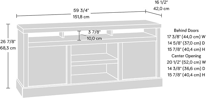 Sauder Cannery Bridge Credenza, for TVs' up to 65", Sindoori Mango finish - LeafyLoom