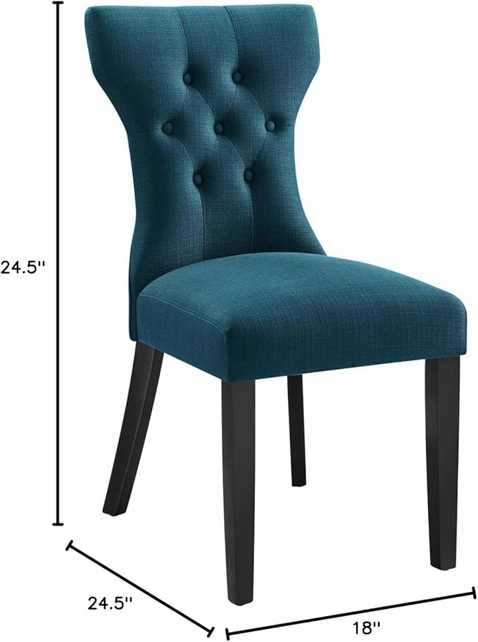 Modway Silhouette Modern Tufted Upholstered Fabric Parsons Kitchen Room, One Dining Chair, Azure - LeafyLoom