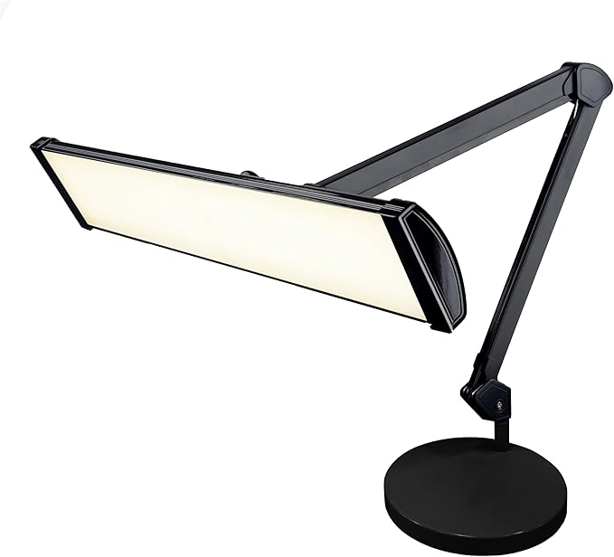 Neatfi Ultra 3,500 Lumen LED Desk Lamp, Color Correlated Temperature, 3 Light Modes, Dimmable, 45W, 26 Inch Wide Metal Shade, 540 SMD LEDs (CCT with Base, Black) - LeafyLoom