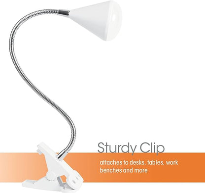 OttLite LED Cone Clip Lamp | Task Lamp, Desk Lamp | Sturdy Clip, Flexible Neck | Great for Home, Office, Work Space, Dorm - LeafyLoom