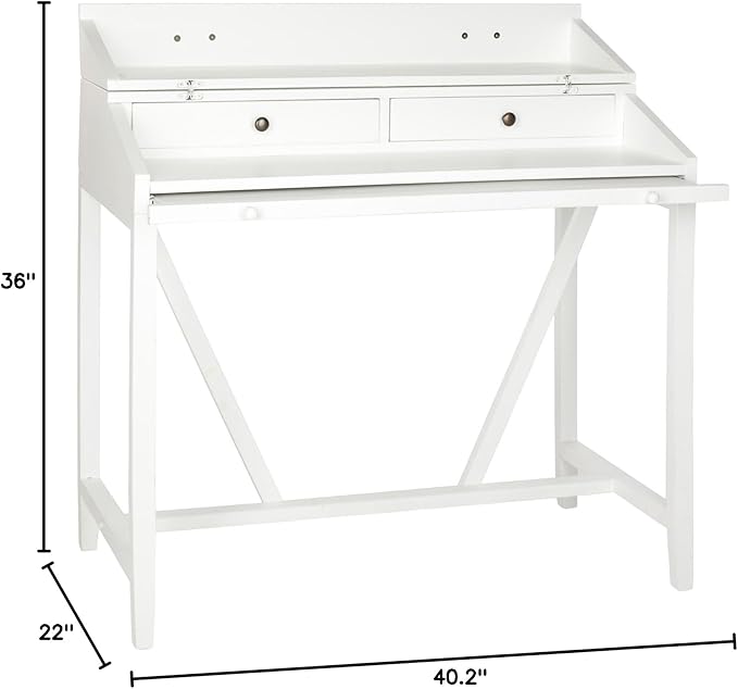 Safavieh American Homes Collection Wyatt White Writing Desk - LeafyLoom