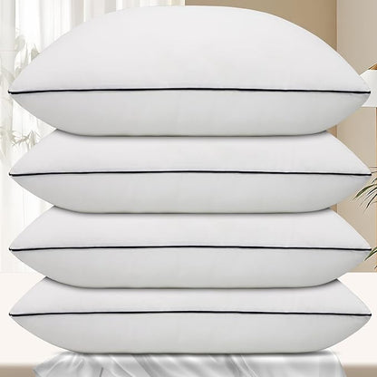 Hotel Collection Bed Pillows for Sleeping 4 Pack Queen Size Cooling Pillows Set of 4 for Back, Stomach or Side Sleepers, Super Soft Down Alternative Microfiber Filled Pillows - LeafyLoom