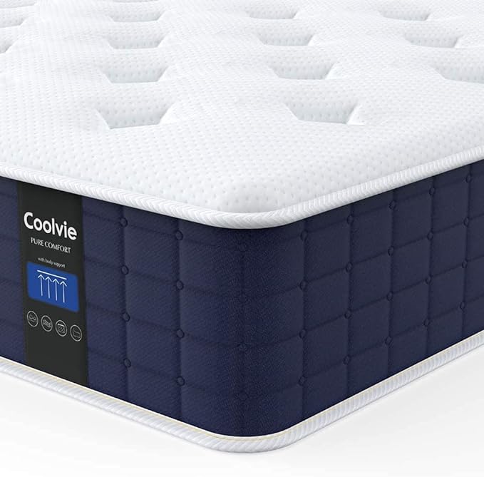 Coolvie Twin Mattress, 10 Inch Twin Size Hybrid Mattress, Individual Pocket Springs with Memory Foam, Bed in a Box, Cooler Sleep with Pressure Relief and Support - LeafyLoom