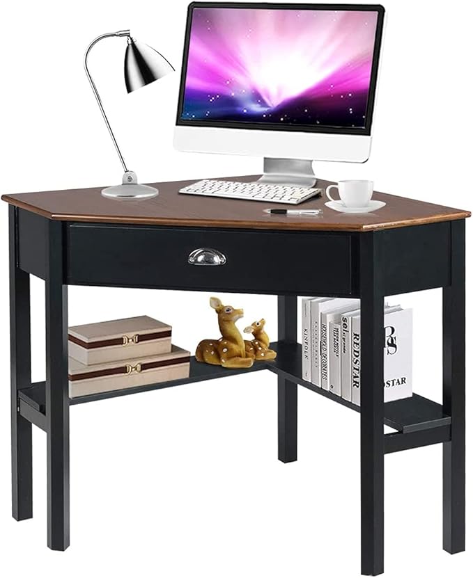 Corner Desk, Coffee - LeafyLoom