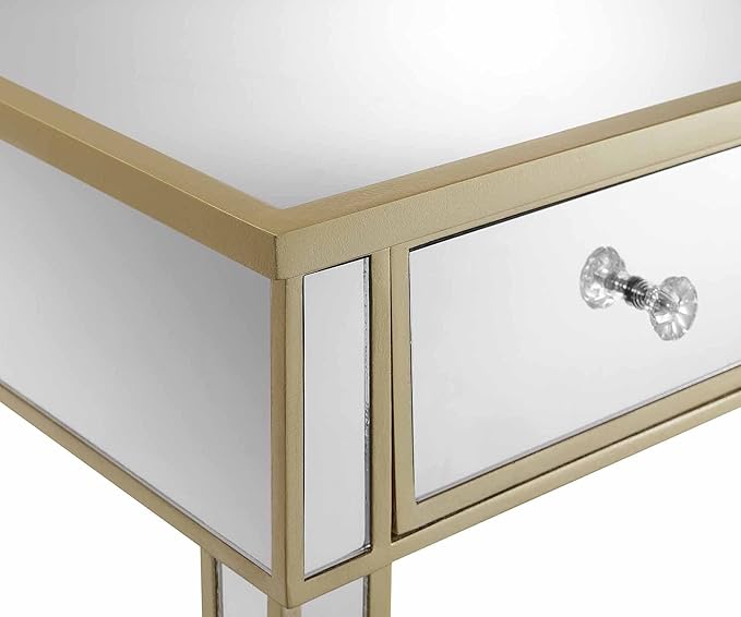 Convenience Concepts Gold Coast Desk, Champagne/Mirror - LeafyLoom