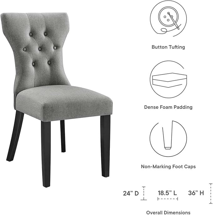 Modway Silhouette Modern Tufted Upholstered Fabric Parsons Kitchen Room, One Dining Chair, Light Gray - LeafyLoom