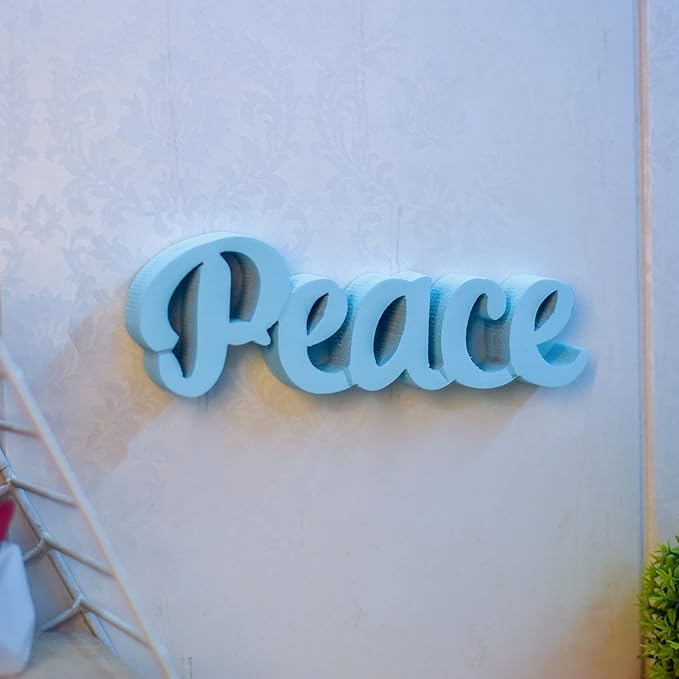 Peace – Blue, Aesthetic table decor for home or office, desk or Shelf. Quirky room decoration showpiece, ideal for birthday gift, corporate gift, and inspiring wall decor - LeafyLoom