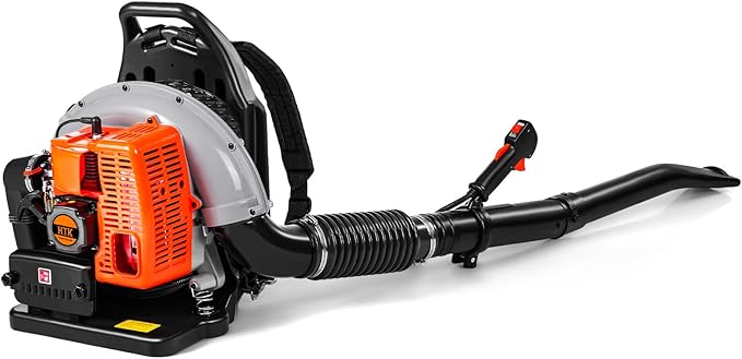 HTK 63CC Gas Backpack Leaf Blower - 2-Stroke Engine, High-Velocity 665CFM, Ergonomic & Low-Vibration, Cruise Control, Ideal for Year-Round Yard Maintenance (63CC Backpack Blower) - LeafyLoom