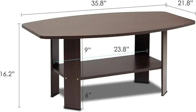 Furinno Simple Design Coffee Table, Dark Brown - LeafyLoom