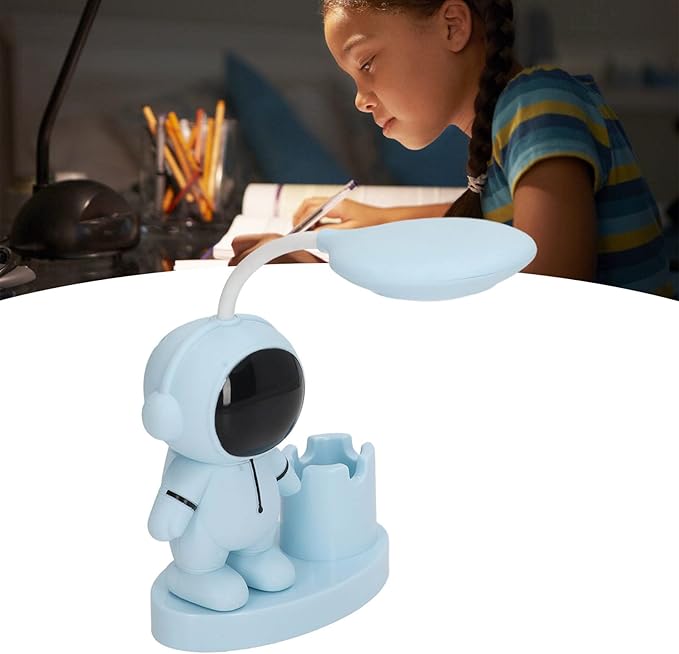 SUNGOOYUE Shape Small Desk Lamp, Rechargeable Desk Lamp with Pen Holder Sharpener Night Light for Dorm Bedroom (Blue) - LeafyLoom