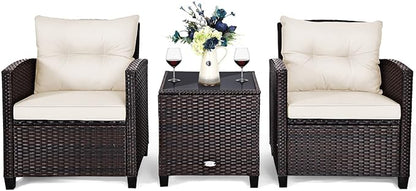 3 PCS Patio Furniture Set, OneSize, White - LeafyLoom