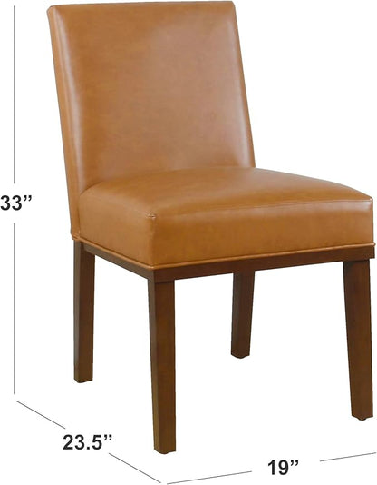 HomePop Kolbe Dining Chair - Carmel Faux Leather (Single Pack) - LeafyLoom