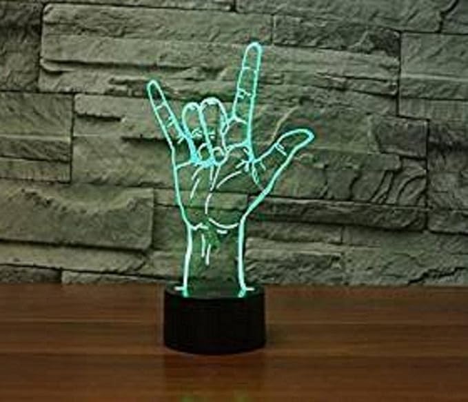 FXUS 3D I Love You Sign Night Light Powered Remote Control Touch 16 Color Change LED Table Desk Lamp Home Decoration Toy Birthday Xmas Kid Children Gift - LeafyLoom