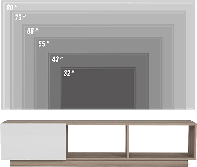 Modern TV Stand up to 75 inch Entertainment Center with Storage Mid-Century Smart Led TV for Living Room 70" TVs End Table, Lepando, White&Cordoba - LeafyLoom