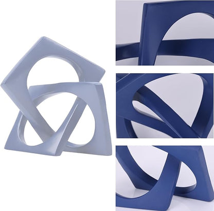 DOVDOV Geometric cube blue knot decorations, geometric sculptures, modern home decorations for home decor accents, dining tables, bookcases, consoles, entryway tabletop centrepieces - LeafyLoom