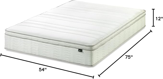 ZINUS 12 Inch Foam and Spring Mattress, Full, CertiPUR-US Certified Foams, Mattress in A Box, White - LeafyLoom