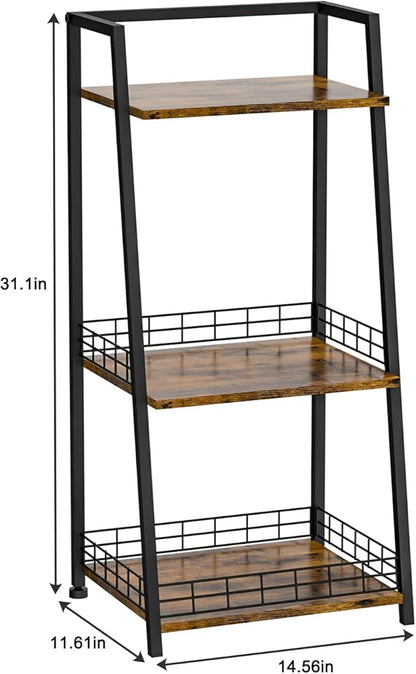 keomaisyto 3-Tier Bathroom Ladder Shelf, Wood Shelving Unit for Bathroom Storage Organizer, Freestanding Storage Shelf, Open Shelving Unit for Bathroom Small Spaces Laundry Living Room - LeafyLoom