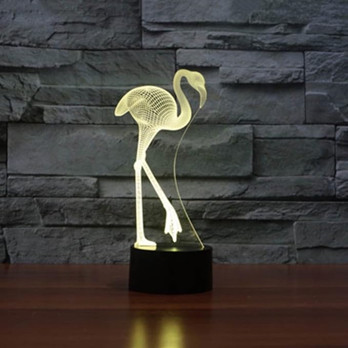 Optical Illusion 3D Flamingos Night Light 16 Colors Changing USB Powered Remote Control Touch Switch Decor Lamp LED Table Desk Lamp Children Kids Christmas Xmas Brithday Gift - LeafyLoom