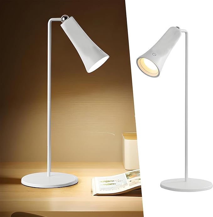 Wireless Rechargeable Desk Lamp LED Cordless Table Light Adjustable Direction Home Touch Table lamp 3 Brightness Eye-Caring Sensitive Control Bedside Light Removable Ambiance for Office Home Study - LeafyLoom