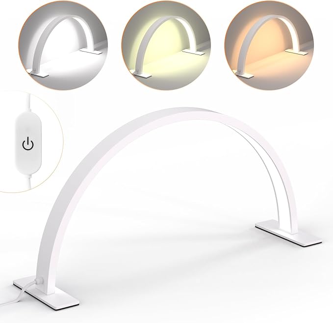 Half Moon Light for Nail Desk, Lash Light Led Nail Tech Lamp Half Moon Light Table Lamp Desk Lamp for Nail Lash Eyelash Extension Tattoo Eyebrows LED Table Lamp Desk Lamp（White） - LeafyLoom