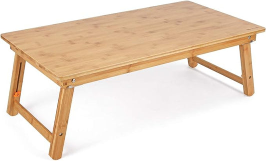 Nnewvante Large Floor Table,Small Folding Coffee Table Japanese Floor Desk Mid-Century Modern Low Bamboo Table for Living Room RV 33.5x17.7in - LeafyLoom