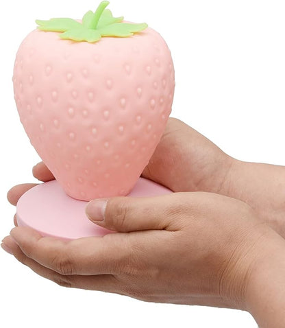 Strawberry Night Light, Cute Silicone Strawberry Lamp, LED Cute Night Light, Bedside Color Changing Lamp, 3 Modes Touch for Birthday, Christmas - LeafyLoom