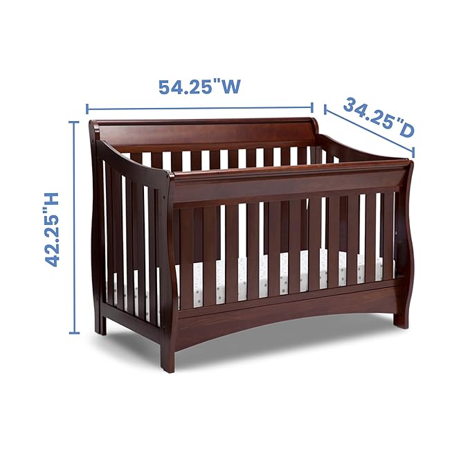 Delta Children Bentley S Series 4-in-1 Crib, Chocolate + Serta Perfect Slumber Dual Sided Recycled Fiber Core Crib and Toddler Mattress (Bundle) - LeafyLoom