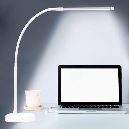 LED Desk Lamp, Swing Arm Architect Task Lamp with Long Flexible Gooseneck, Heavy Base, 3 Color Modes, 10 Brightness Levels, and USB Adapter, Desk Light for Home/Office/Drafting/Reading - LeafyLoom