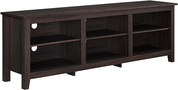 Walker Edison Wren Classic 6 Cubby TV Stand for TVs up to 80 Inches, 70 Inch, Espresso - LeafyLoom