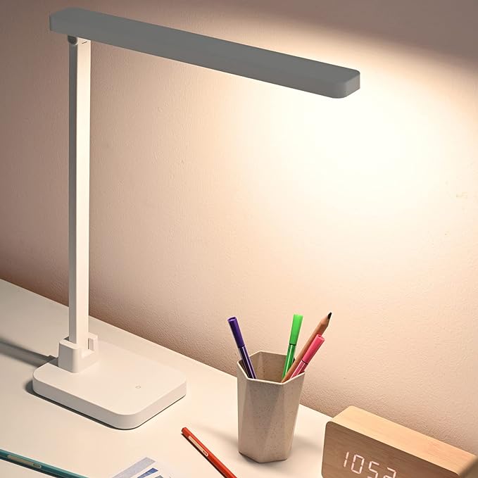 LED Desk Lamp, Dimmable Desk Light Touch Control with 4 Brightness Level, Eye Caring Reading Lamp, Desk Lamps for Home Office, Foldable Table Lamp for Study Dorm School students college Gifts - LeafyLoom