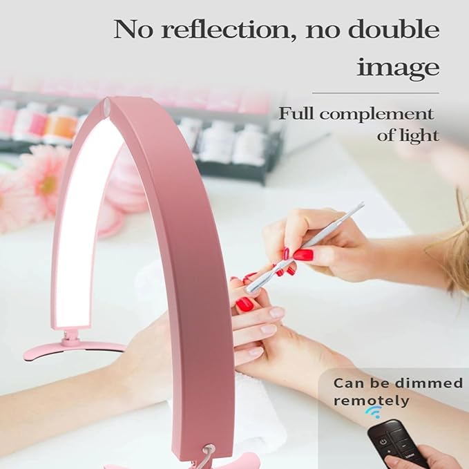 Yoidesu Half Moon Nail Desk Lamp, 27.5inch 3200K to 5600K Dimmable LED Lash Light 40W 320LED 2000LM Beauty Light for Skincare Eyebrows Nail Art Tattoo Facial Spa, Adjust Brightness - LeafyLoom