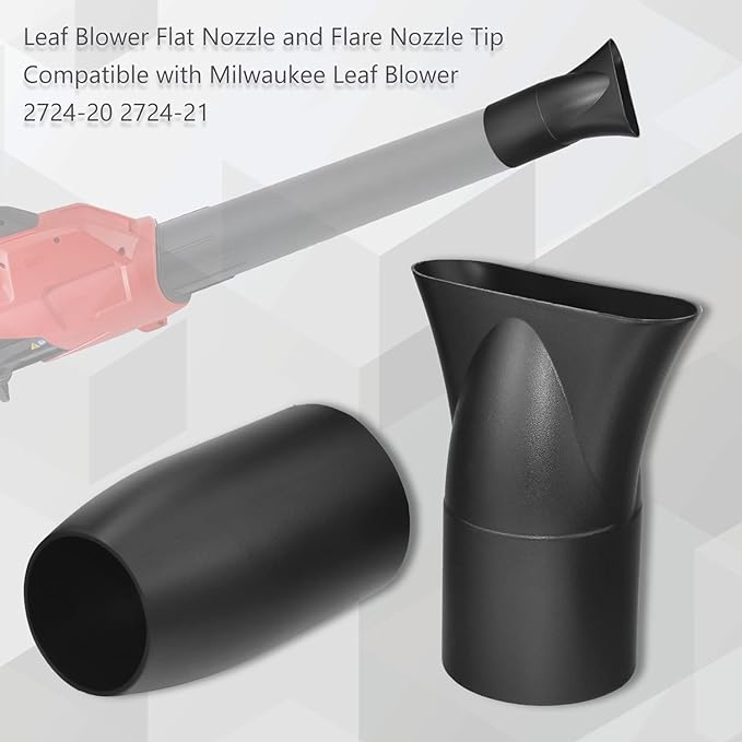 Leaf Blower Flat Nozzle and Flare Nozzle Tip Compatible with Milwaukee Leaf Blower 2724-20 2724-21, touchless Quick Drying, Cleaning and Other uses., Easy to Install and Remove.(Black) - LeafyLoom