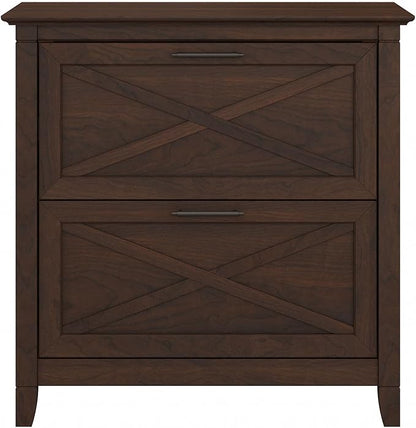 Bush Furniture Key West 2 Drawer Lateral File Cabinet in Bing Cherry - LeafyLoom