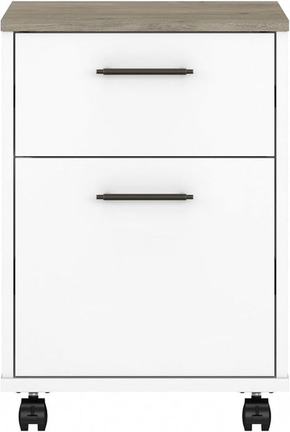 Bush KWF116G2W-03 2-Drawer Mobile File Cabinet Ltr/Lgl Shiplap Gray/Pure White 15.51-Inch - LeafyLoom