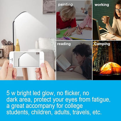 DEEPLITE LED Desk Lamp with Flexible Gooseneck 3 Level Brightness, Battery Operated Table Lamp 5W Touch Control, Compact Portable lamp for Dorm Study Office Bedroom(Set of 2) - LeafyLoom