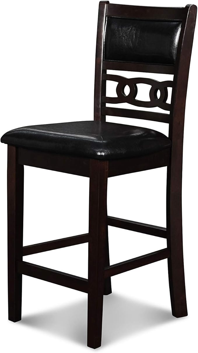 New Classic Furniture Gia Counter Dining Chair (Set of Four), Black PU Upholstered Seat & Back Rest, Ebony - LeafyLoom