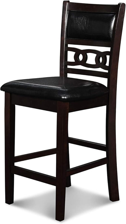 New Classic Furniture Gia Counter Dining Chair (Set of Four), Black PU Upholstered Seat & Back Rest, Ebony - LeafyLoom