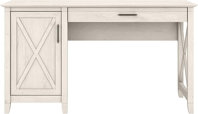 Bush Furniture Key West 2 Lateral File Cabinet | Document Storage for Home Office | Accent Chest with Drawers, Casual, Linen White Oak & Key West Computer Desk with Storage | Small - LeafyLoom