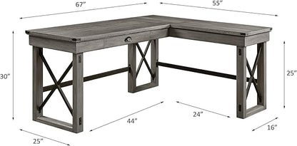 NicBex Laik-DW-00060-DX Desks, 67" W x 55" D x 30" H, Gray - LeafyLoom